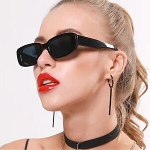Bold Black Rectangular Sunglasses